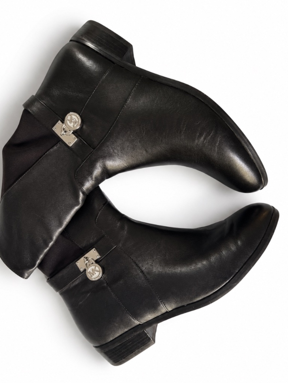 Michael Kors Black Leather Stretch Riding Boots Women 8M Knee High MK